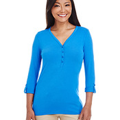 Ladies' Perfect Fit™ Y-Placket Convertible Sleeve Knit Top
