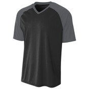 Adult Polyester V-Neck Strike Jersey with Contrast Sleeve